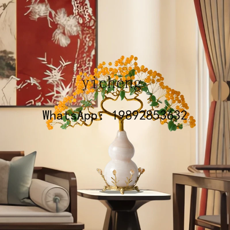 X6   High-End Red Crystal Money Tree Living Room Side Table Entrance Wealth Attracting