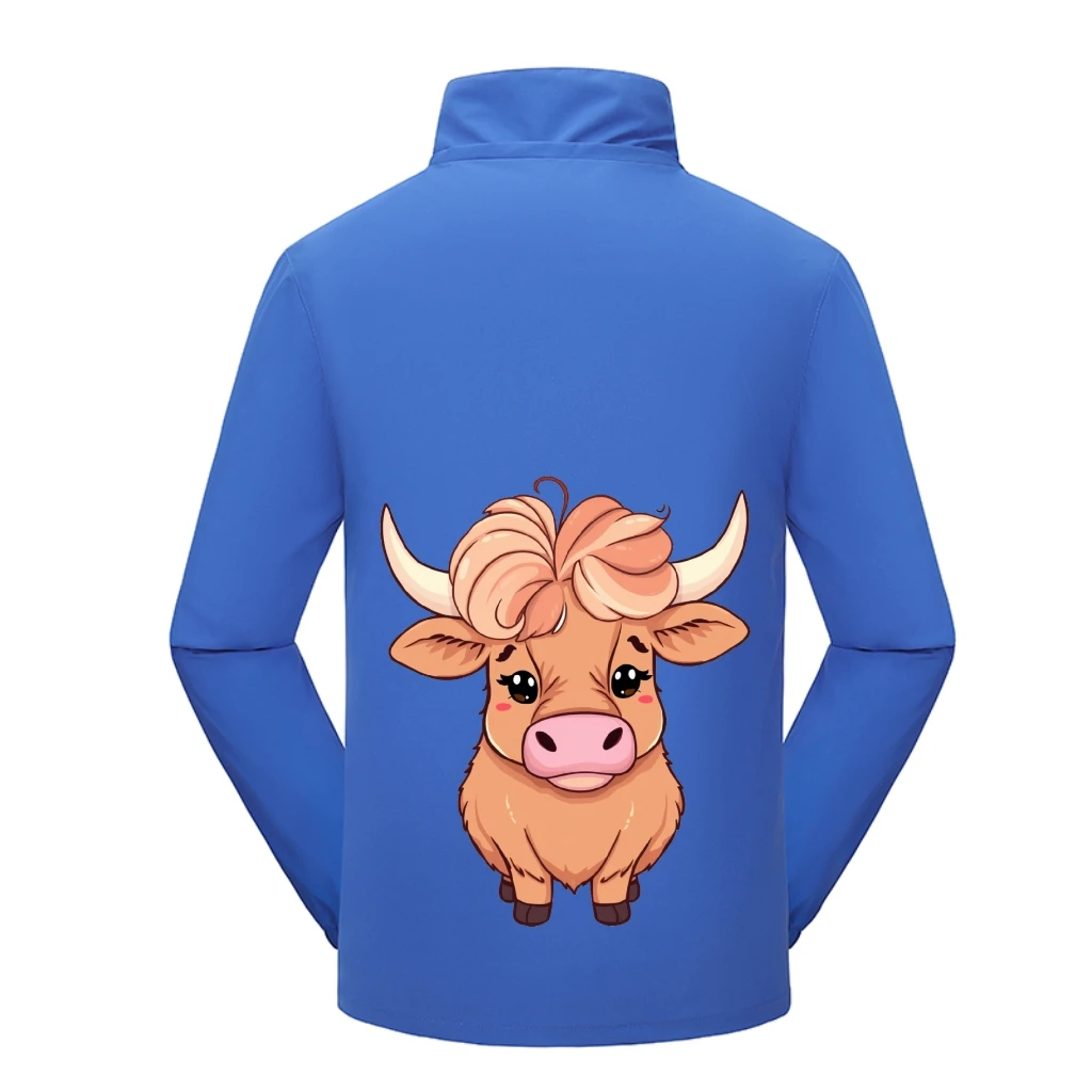 Cute Cow-Themed Personalized Fashion Printed Jacket, Customizable Coat, Trendy Windproof Jacket