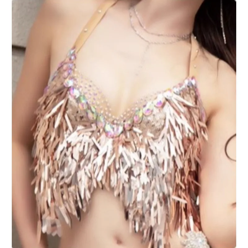 Traje de danza del vientre personalizado para mujer, nuevo sujetador inspirado en Falda corta, conjunto de moda sexy QC3001, 2025