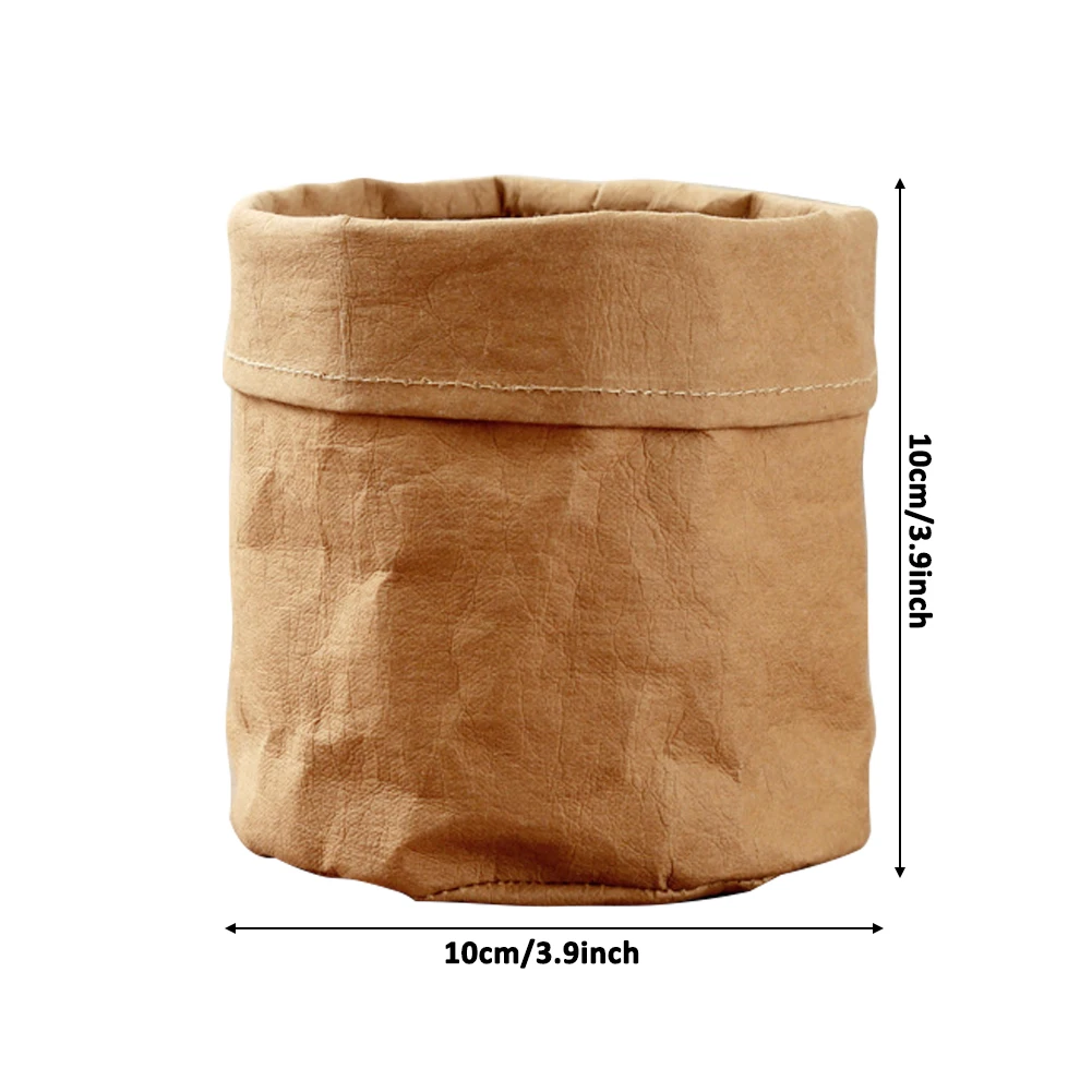 3 Sizes Pot Washable Kraft Paper Flowerpot Creative Desktop Flower Pots Reuseable Succulents Planter Multifunction Storage Bags