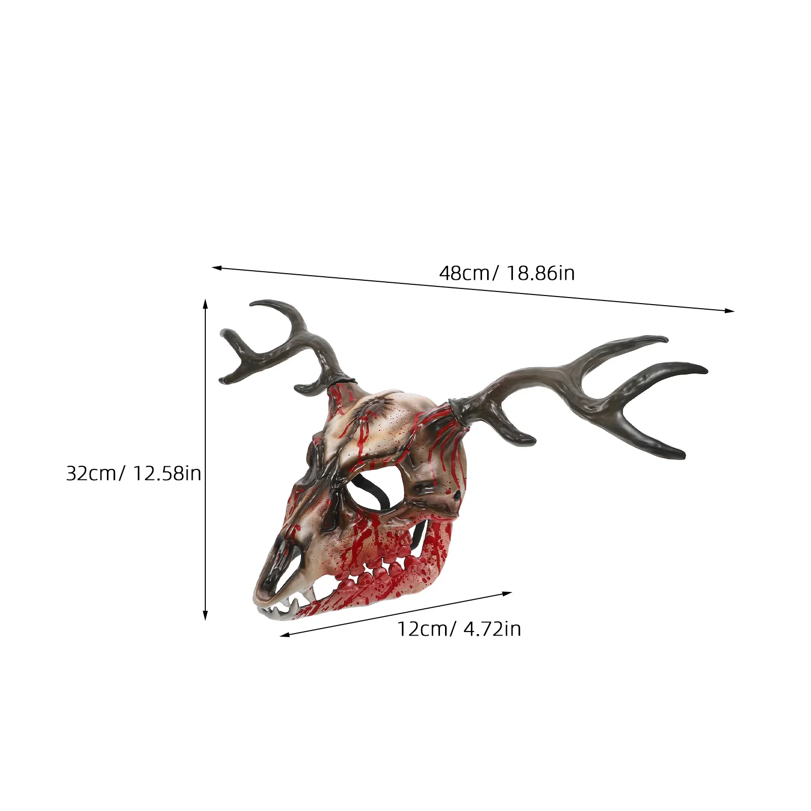 1 Uds. Máscara con cuernos de asta para adultos, cara de ciervo realista, disfraz de mascarada, accesorio para fiesta de Halloween, accesorio de Cosplay desmontable