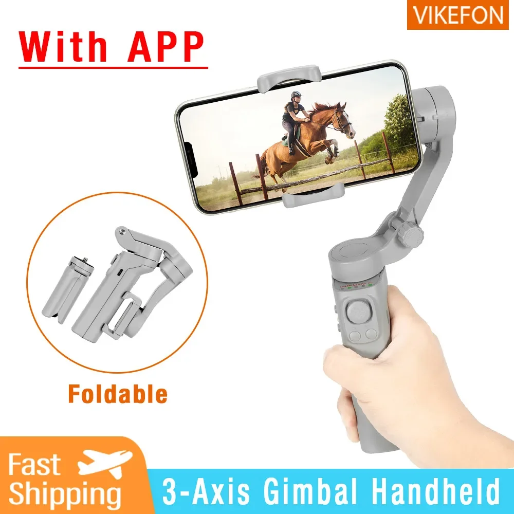 F5 3-Axis Handheld Gimbal Folding Smartphone Anti Shake With APP Video Record Stabilizer For Android iOS Cellphone Face Tracking