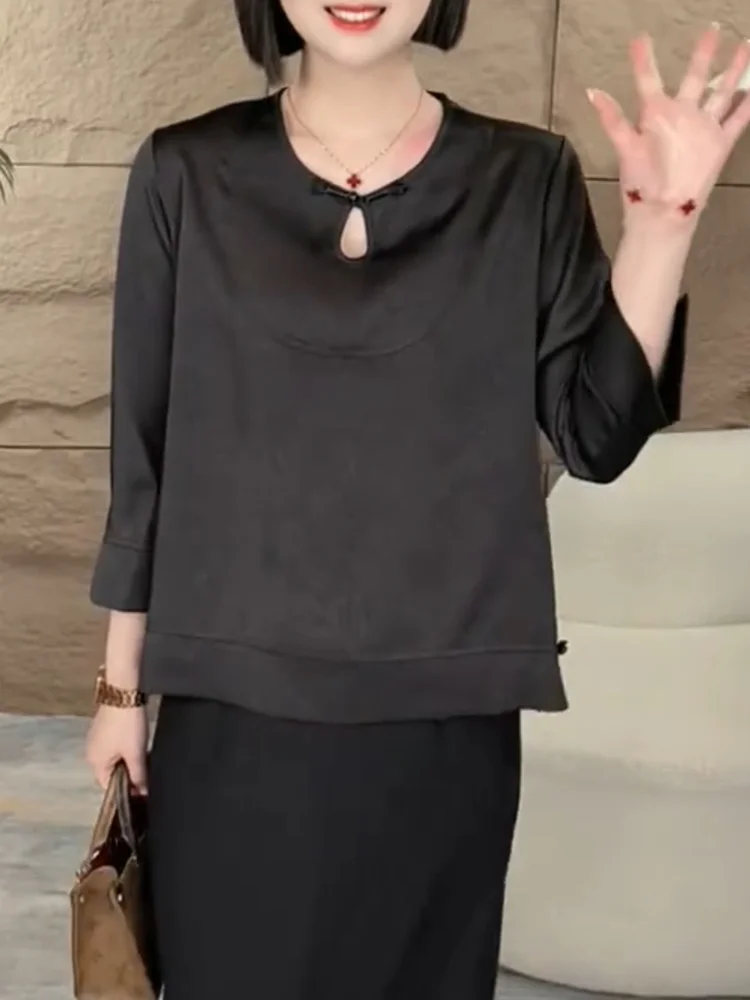 

Новый китайский Sle High Sensation на пуговицах для женщин больших размеров, повседневный универсальный антивозрастной топ, осенний сезон Faion