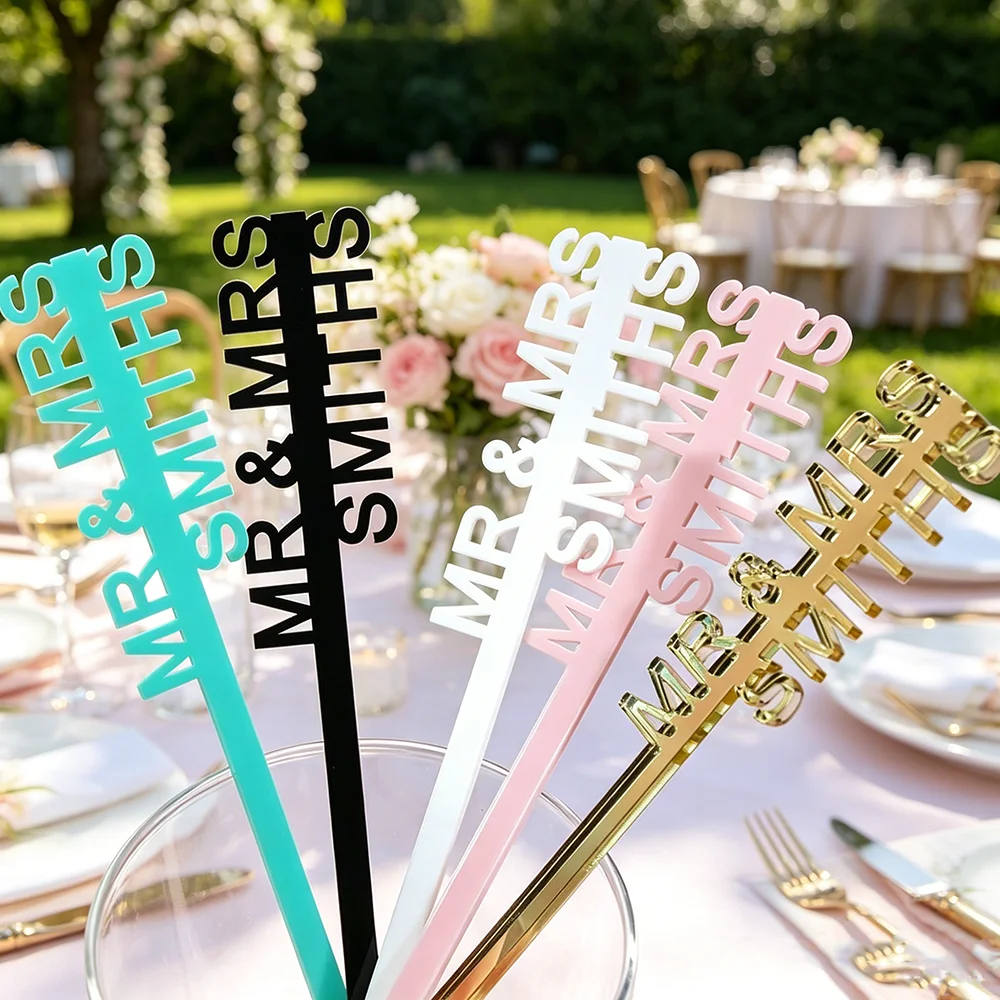 10/20/30/50 Pcs Personalized Laser Cocktail Stirrer, Name Tags, Cocktail Acrylic Party Swizzle Sticks, Custom Name, Party Decor