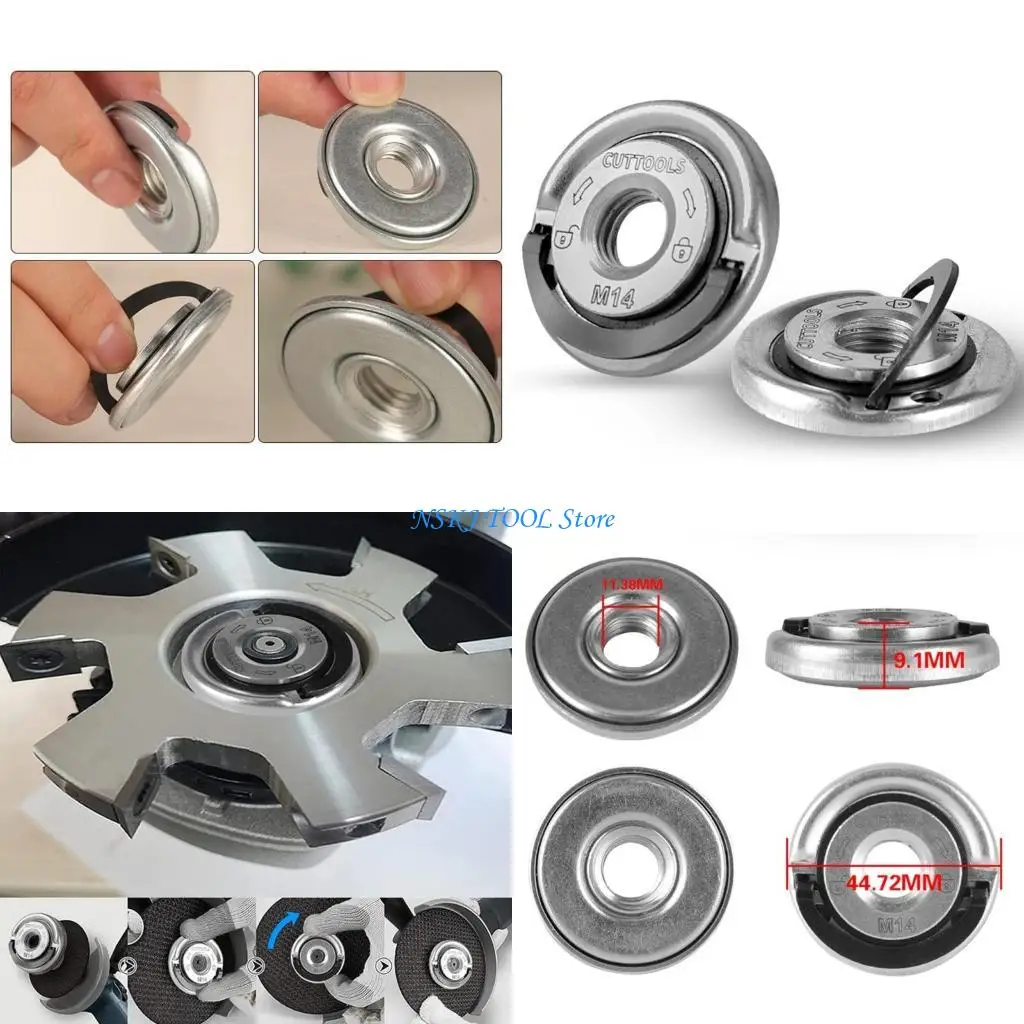 

L8RC Durable Grinder Tool Parts M14 Thread Pressure Plate Disc Self-locking Disc ID-11.38mm OD- 44.72mm