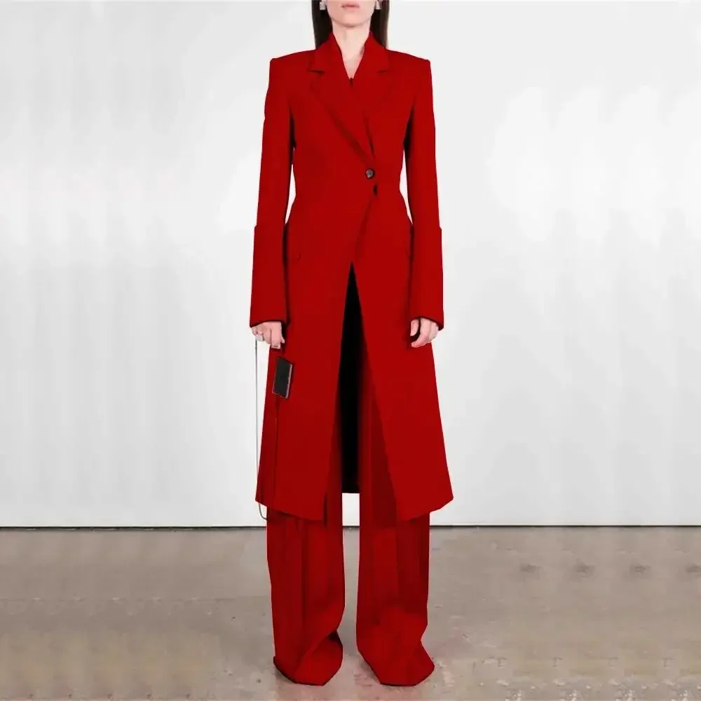 

Fashion Women Pants Suit Two Pieces(Jacket+Trousers)Set New Female Elegant High-quality Extended Coat Clothing