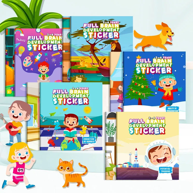 10pcs/set Sticker Book Multi-Theme Development Stickers Cartoon Stationery Cognitive Stickers Toys Educational Learning Toys