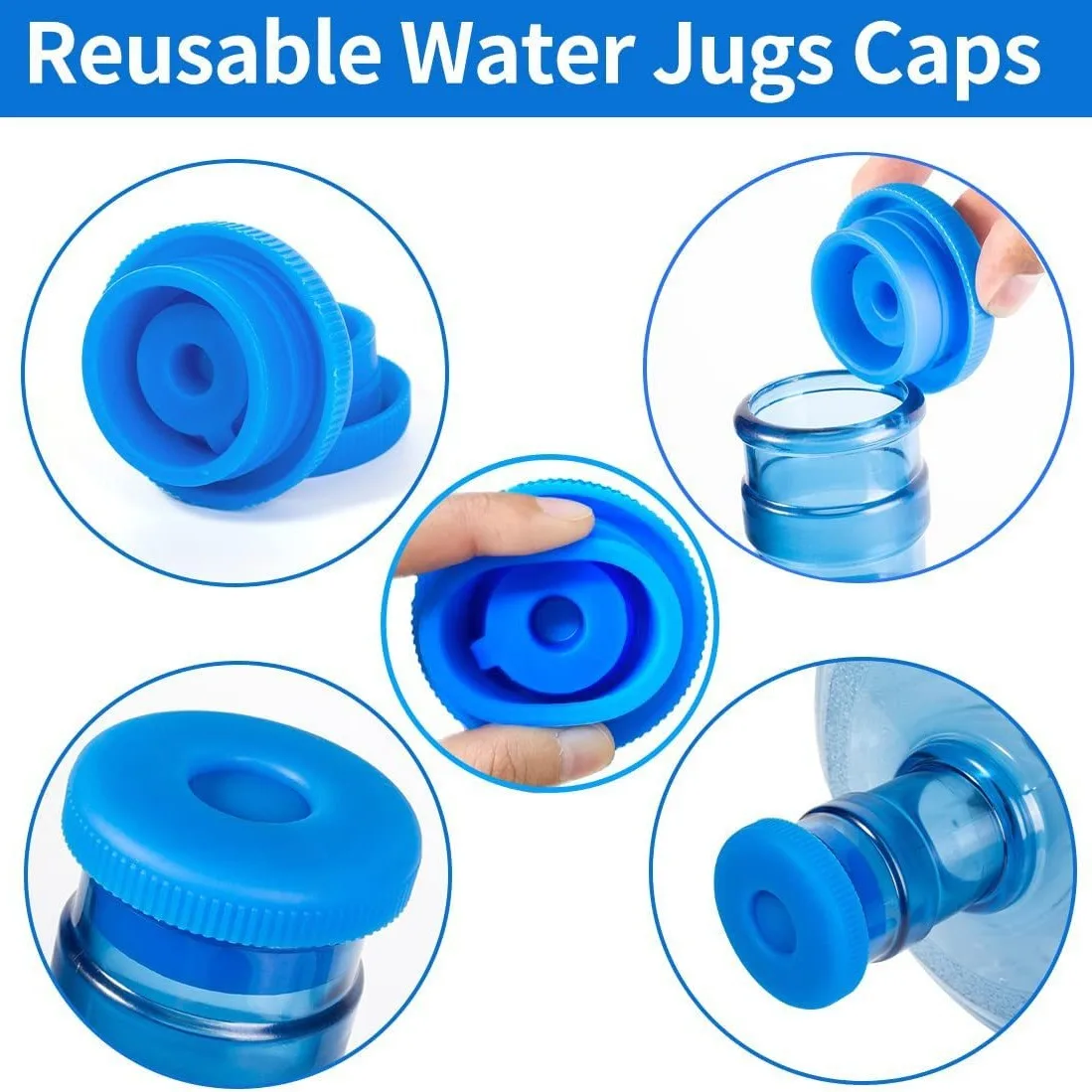 3 und 5 Gallonen Wasserkrugkappen, wiederverwendbar, Ersatz-Gallonenkappen aus lebensmittelechtem Silikon für 55-mm-Flaschen- und Wasserspenderabdeckung