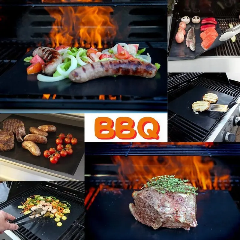 

Non-stick BBQ Grill Mat 40*33cm Baking Mat BBQ Tools Cooking Grilling Sheet Heat Resistance Easily Cleaned Kitchen Tools