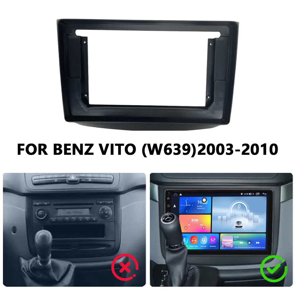 Audio del coche 10,1 "pantalla grande tablero Fascia Panel marco Kit adaptador para mercedes-benz Vito (W639) 2003-2010 marco de tablero de Radio