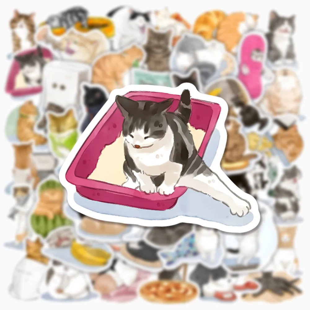 10/30/50pcs Cartoon Cat Cute Sticker Kawaii Decals Toys DIY Scrapbook Phone Laptop Luggage Suitcase Stationary Car Kids Stickers