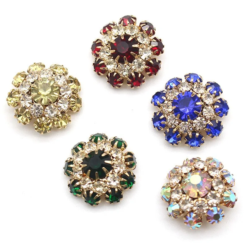 5Pcs 20MM Round Metal Rhinestone Sewing Accessories Buttons Diy Wedding Dress Headwear Gift Box Invitation Decorative Buttons