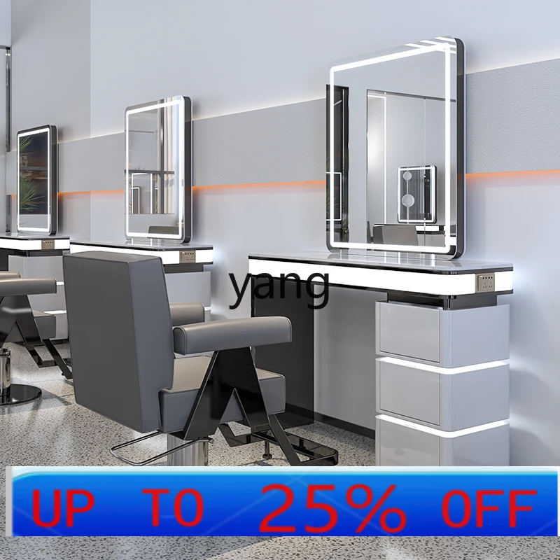 

LMM barber shop mirror table hair salon special single double-sided marble with cabinet perm and dyeing mirror