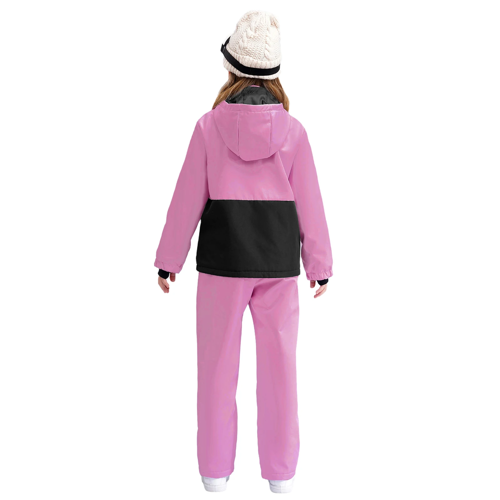 Tuta da sci per bambina per bambini Sport sulla neve all'aperto Sci Snowboard Pattinaggio Set Giacca a maniche lunghe Cappotto con cappuccio con pantaloni Abbigliamento sportivo