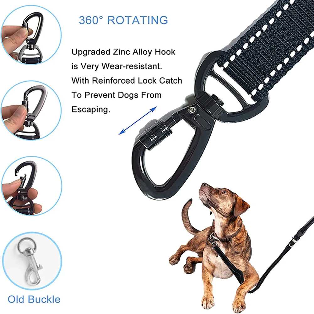 Robuste Bungee-Hundeleine, 4-in-1-Multifunktions-Trainingsleine mit Autositzgurt, Hundezubehör, Hundeleine für mittelgroße Hunde – Detail 14