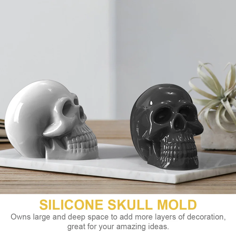 

3D Skull Silicone Mold Premium Material High Low Temperature Resistant Non Stick Handmade Halloween Epoxy Crafts Mold