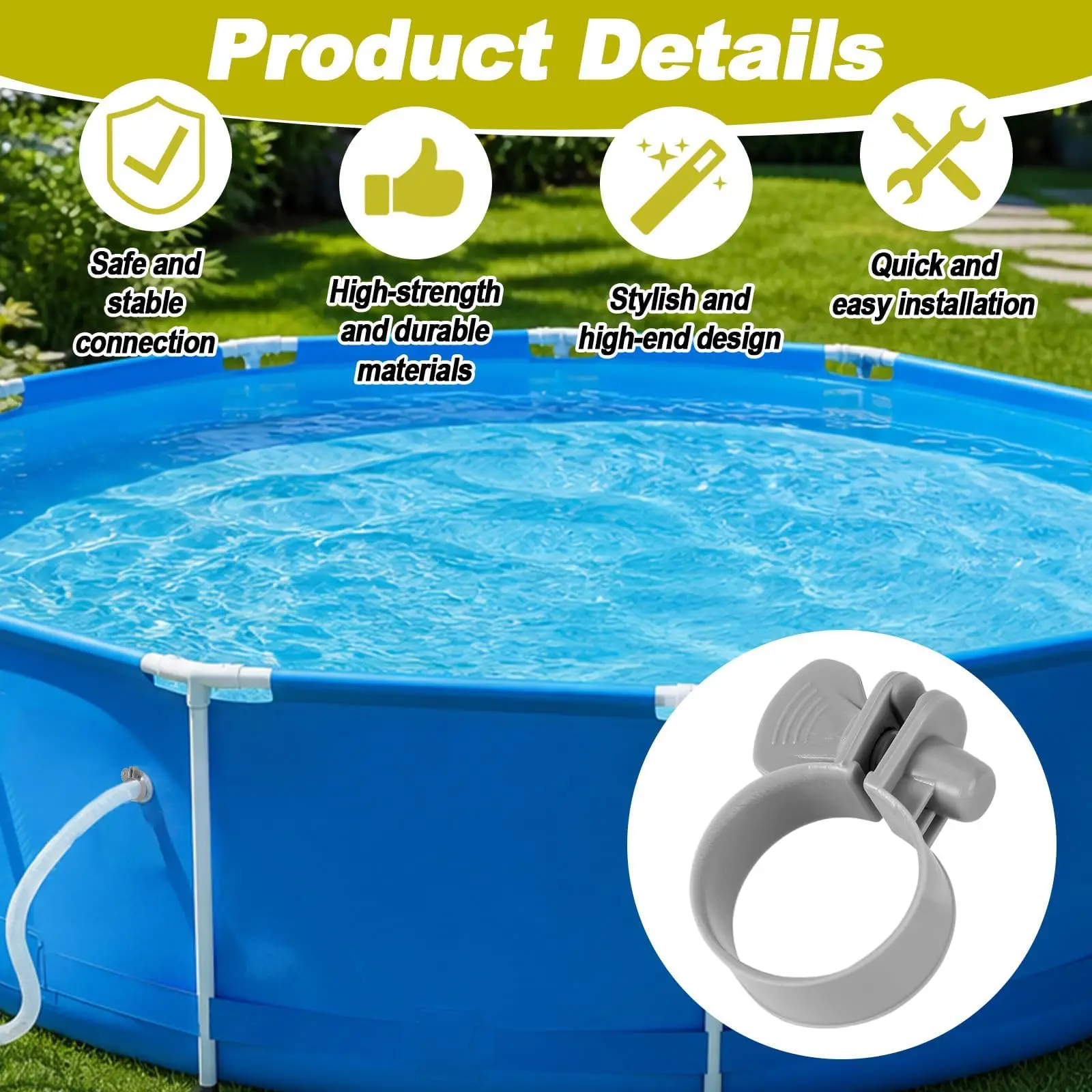 Plastic Hose Clamp, Adjustable Plastic Hose, Leak-Proof Fixture, Used for Fixing Pool Connections and Connecting Pool equipment