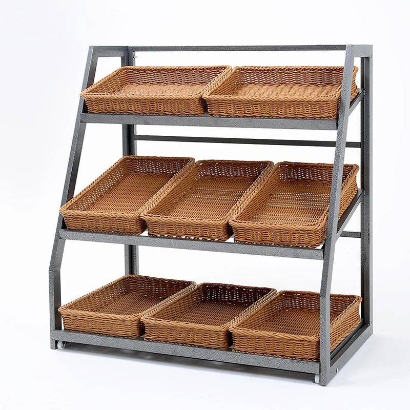 Fruit shelf display rack Supermarket convenience store fruit and vegetable rack stepped three-layer vegetable rack Baiguoyuan fr