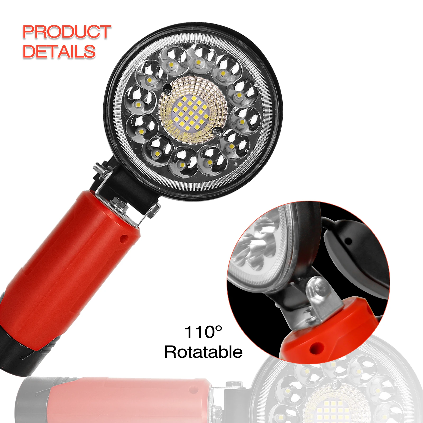 27W LED Work Light M12 Lamps for Milwaukee 10.8V-12V Li-ion Battery Circular Lamp Outdoor Camping Portable Light Flashlight