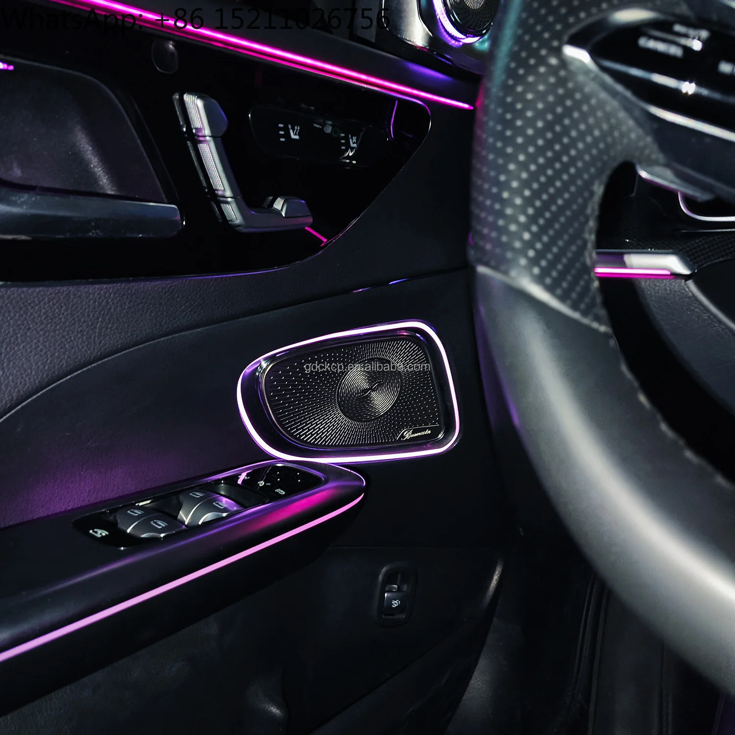 W206 64 ألوان الضوء المحيط غطاء مكبر الصوت الباب الداخلي لمرسيدس بنز C-Class 2022-2025 LED القرن الصوت غطاء توهج