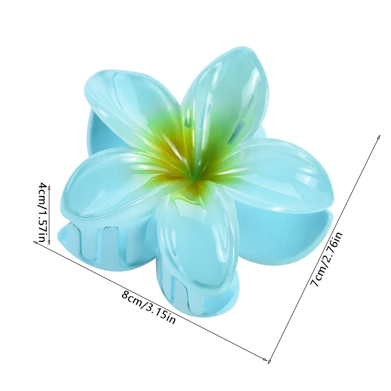 2Pcs 8CM Hawaiian Flowers Hair Clip Claw Headwear Accessories Acrylic Hairpin Crab Summer Birthday Party Decoration Wedding Gift