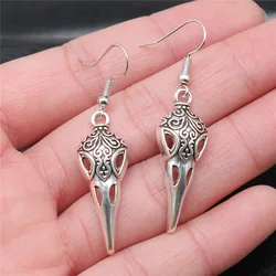 Fashion Handmade Simple Design Antique Silver Color Skull Beak Skeleton Bird Pendant Earrings Drop Earrings
