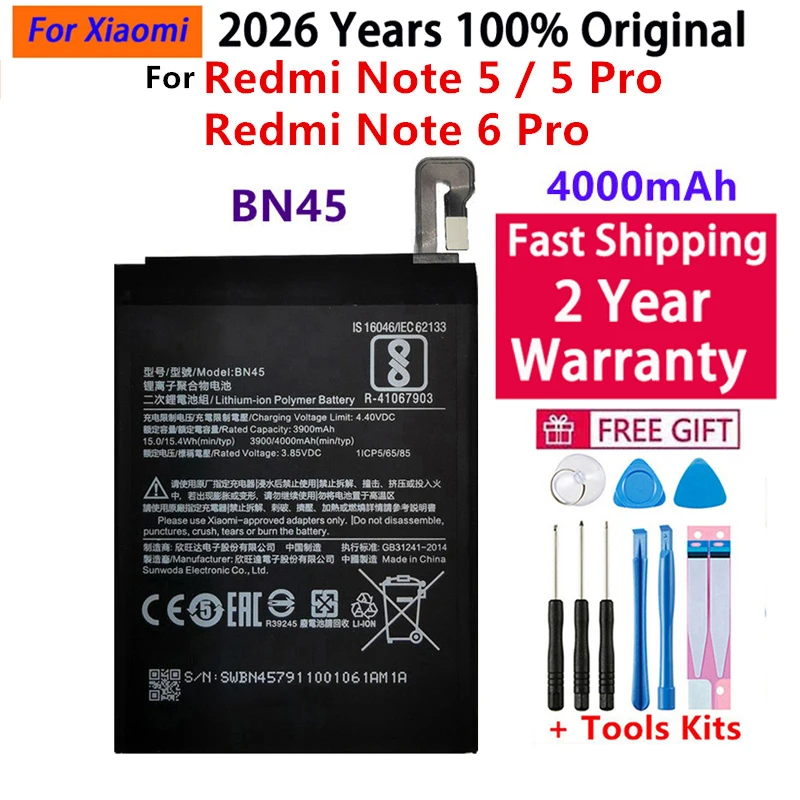 100% Original Battery BM46 BM47 BN30 BN31 BN45 For Xiaomi Redmi Mi 3 3S 3X 4X 3 pro Note 3 5 5A 6 4A Pro 5X Replacement Battery view 3