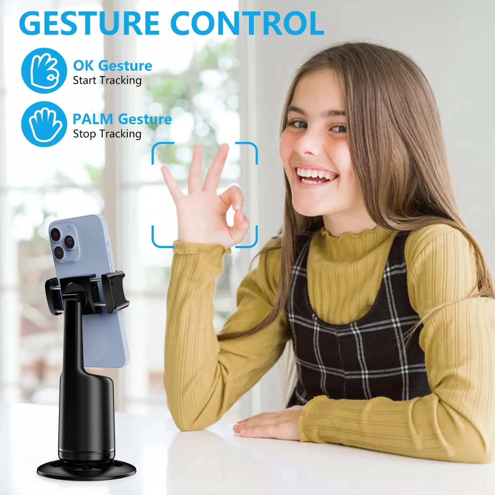 Intelligent Ai New Mini Selfie Stick Automatic Face Tracking Shooting 360 Degree Rotation Follow Live Phone Holder Gimbal