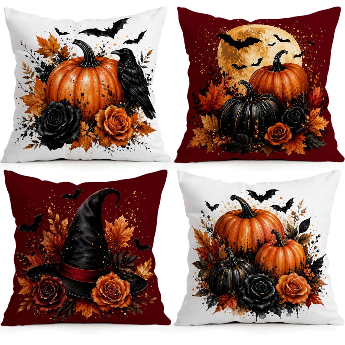 Halloween Pumpkin Bat Pillowcase Printed Polyester 40/45/50cm Throw Pillowcover Decorative Sofa Cushion Pillowslip Home Decor