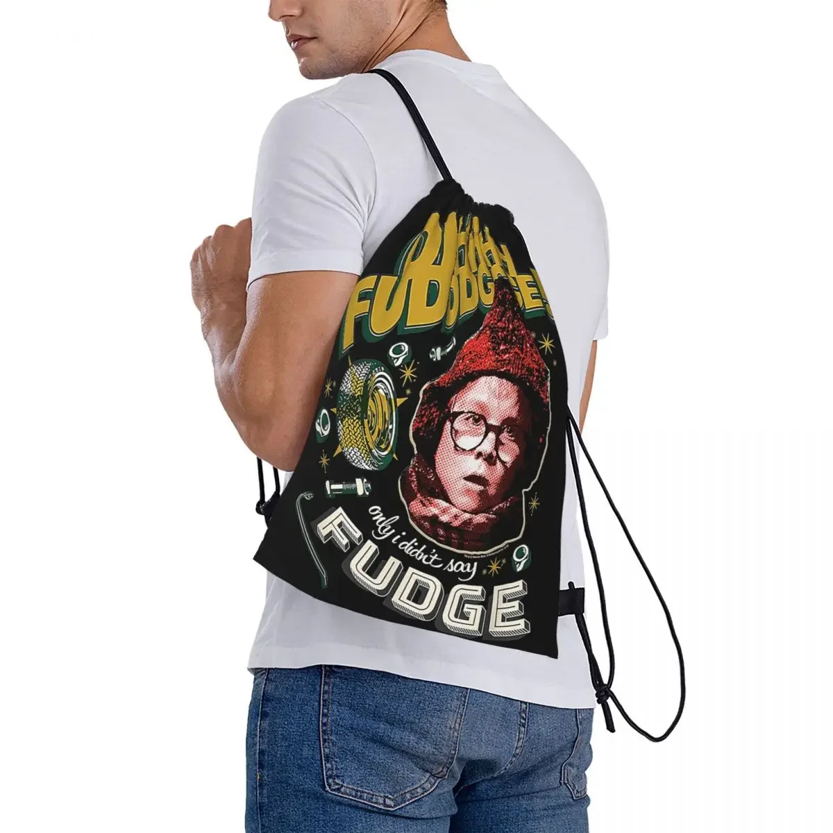 A Christmas Story Oh Fudge Mochilas, Drawstring Bundle, Pocket Shoes Bag, Bookbag para estudantes de viagens