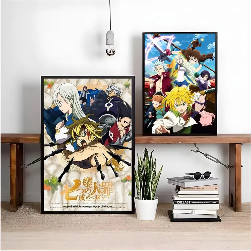 1pc Cartoon S-Seven D-Deadly Sins Poster HD Art Sticky Wall Waterproof Home Living Room Bedroom Bar Aesthetic Decoration