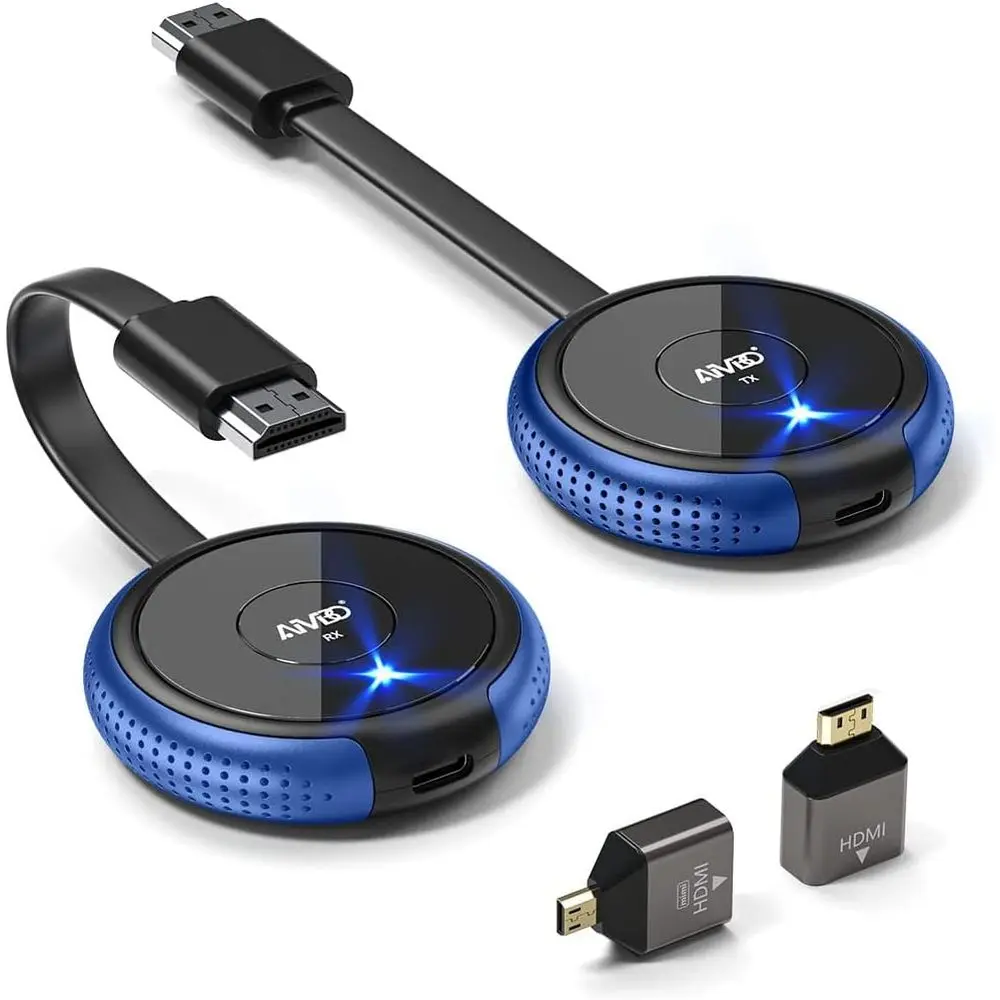 HDMI WirelTransmitter and Receiver 4K, WirelHDMI Extender Live Streaming Video/Audio No Lag or Laptop, PC, Cable Box, Camera, Bl