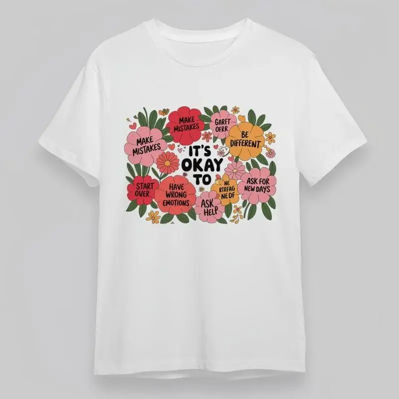 Men'S T Shirt Colorful Flowers Make Mistakes Be Different Ask Help