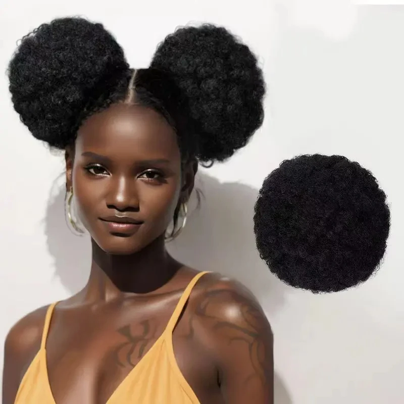 

Накладной хвост из натуральных волос Afro Kinky Curly для чернокожих женщин, бразильские пряди на завязках, кудрявый хвост, накладной пучок, пряди Remy.