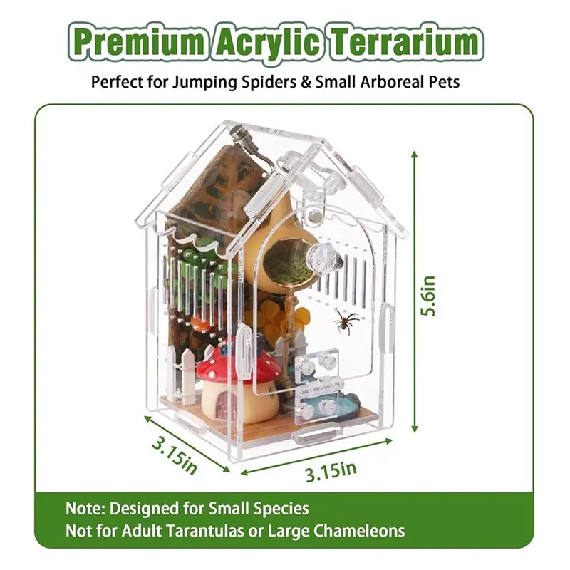 مجموعة تررم أكريليك تريند 2025 - أبعاد داخلية 3.15 بوصة × 3.15 بوصة × 5.6 بوصة حاوية عنكبوت القفز مناسبة لـ Tarantulas، Mant #6