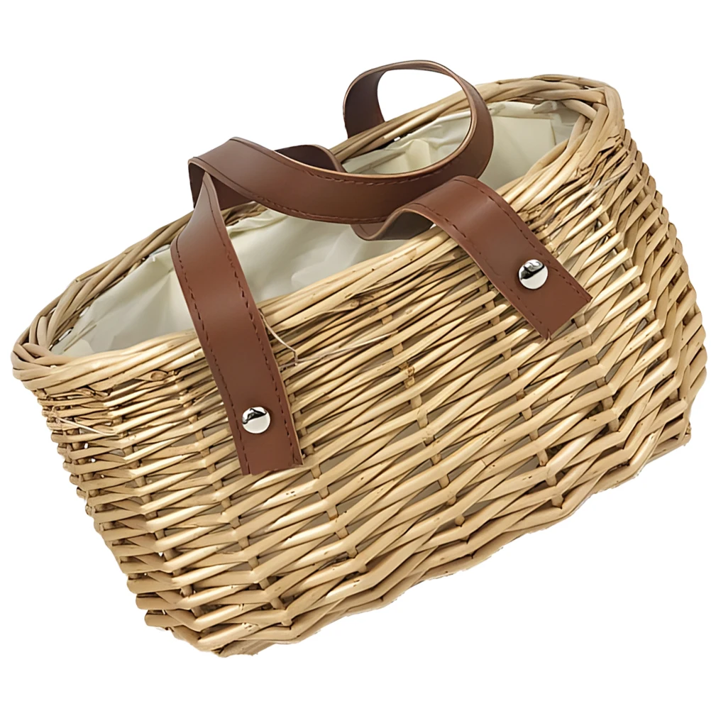 

Vintage Wicker Flower Basket Portable Storage Basket With Handle Large Capacity Multi-Function Decorative Sundries Holder Unique