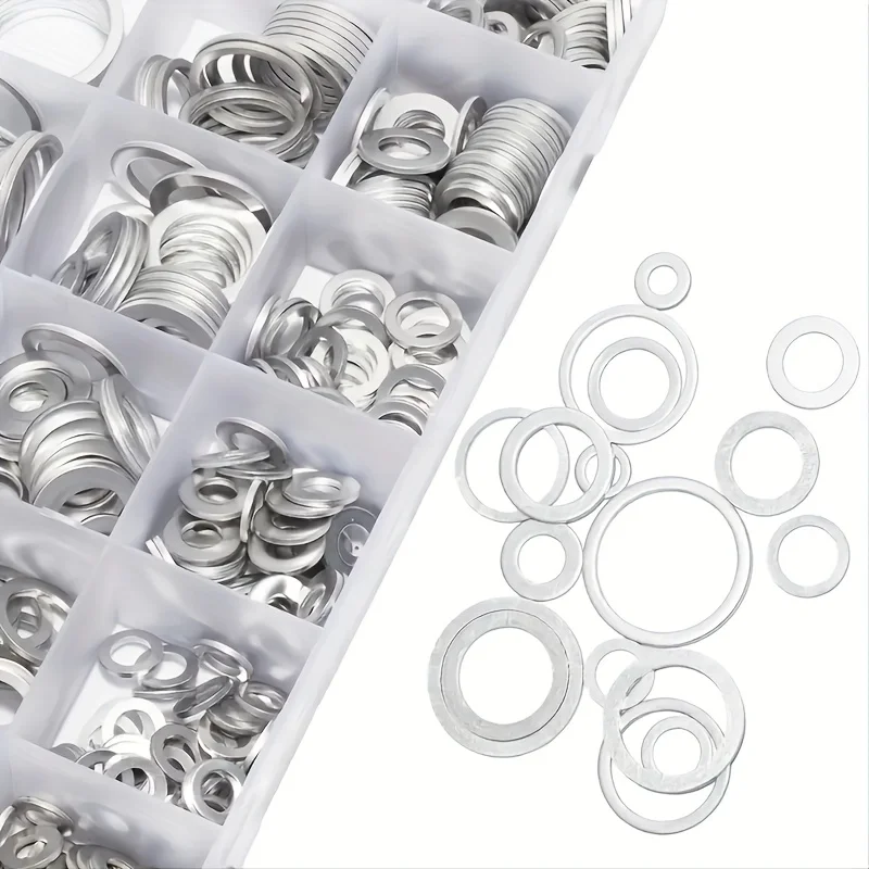 200-teiliges Dichtungssatz für Ablassstopfen, 7 Größen, Aluminium-Flachdichtungskombination, Automobil, Flachdichtung für Öl-Ablassstopfen M6 M8 M10 M12 M14 M16 – Detail 7