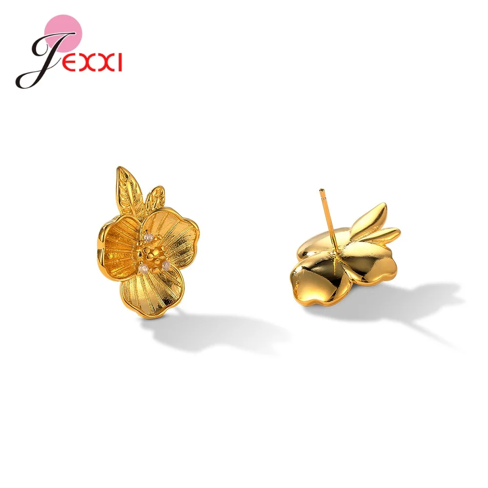 

925 Sterling Silver Women Jewelry Stud Earrings Pretty Exquisite Flower Model Birthday Wedding Engagement Decoration Accessories