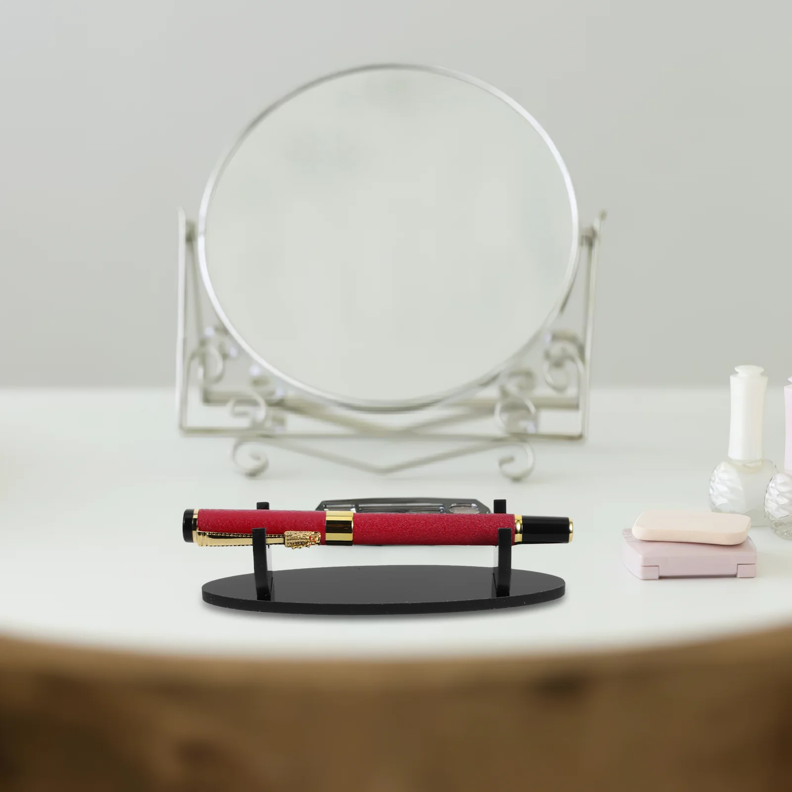 

4pcs Acrylic Pen Holder Stylish Desktop Rack Makeup Brush Organizer Stationery Storage Display Stand Compact Detachable Portable