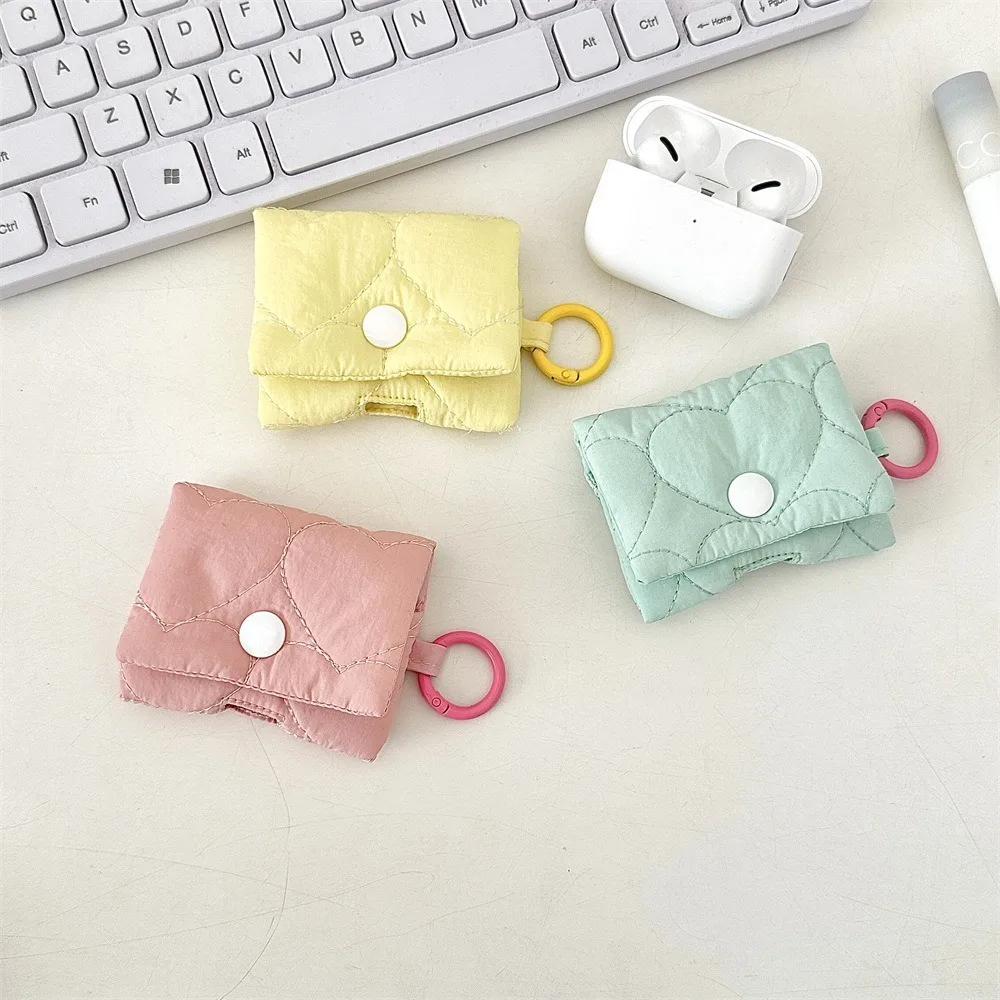 Portable with Buckle Earphone Bag Soft Cloth Data Cable Earphone Case Lightweight Mini Earphone Pouch for AirPods