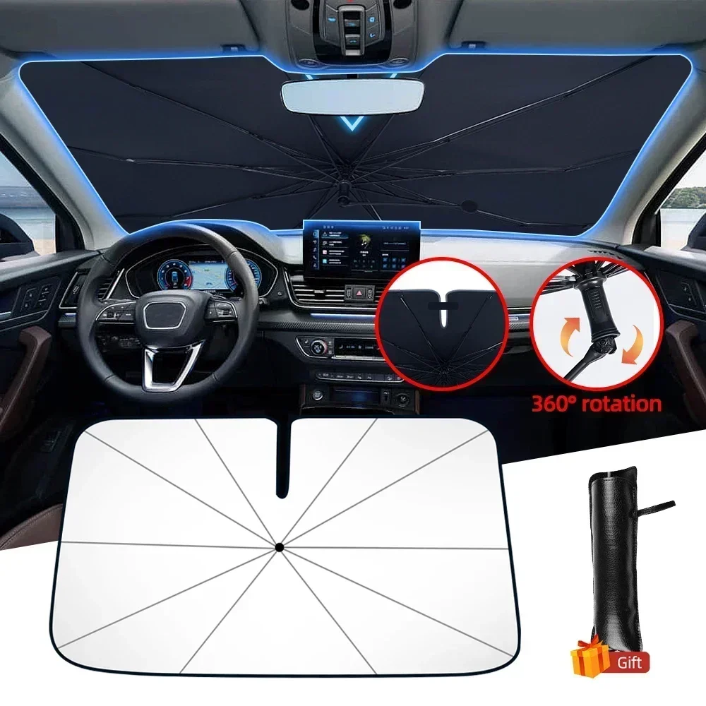 Car Umbrella Windshield Sunshade Foldable Sun Shade Front Window Cover for UV Block Heat Portable Protector Parasol view 3
