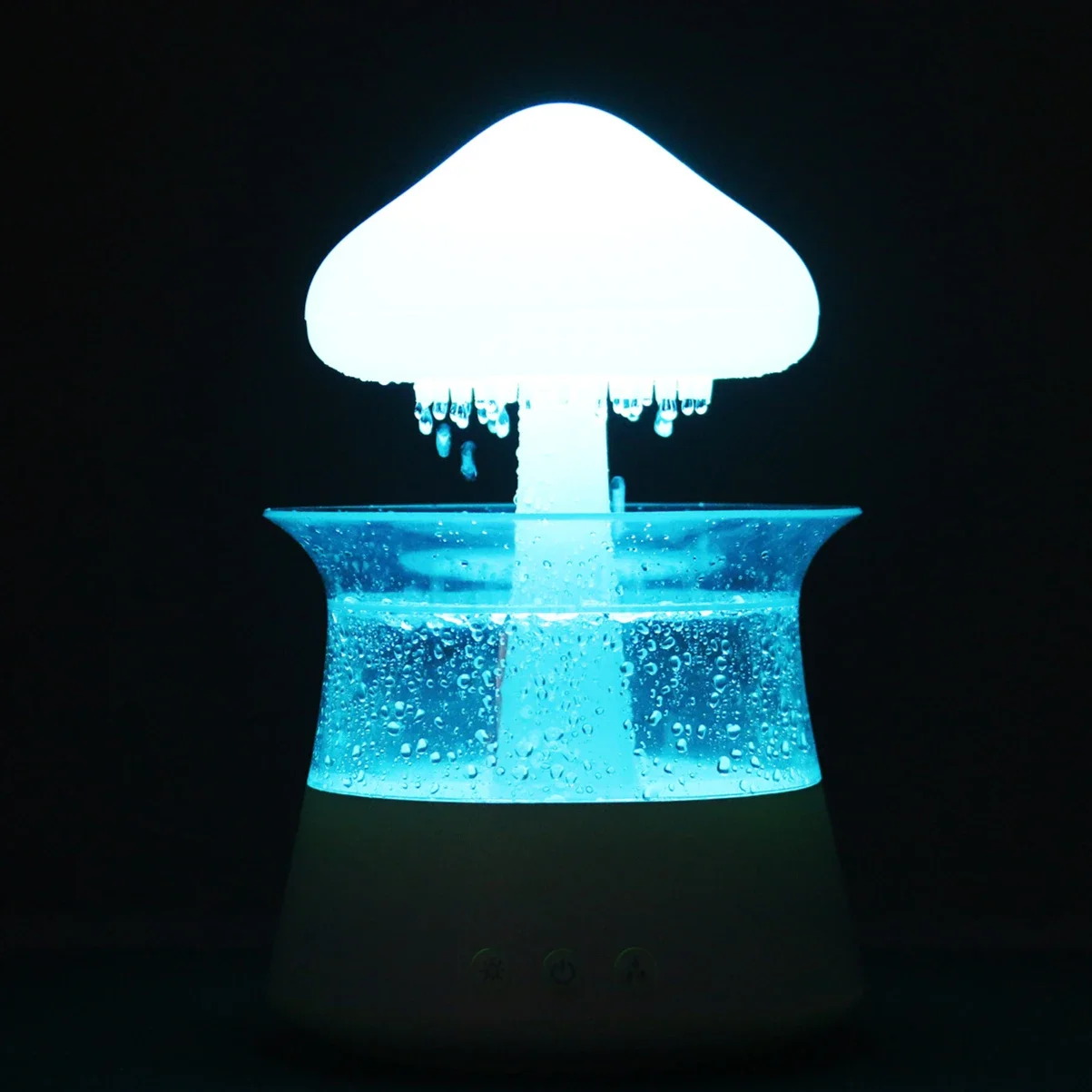 Colorful Atomized Humidifier Rain Sound Mushroom Night Light Home Aromatherapy Telecontrol Machine Type-C For 20-30㎡ Model CH08