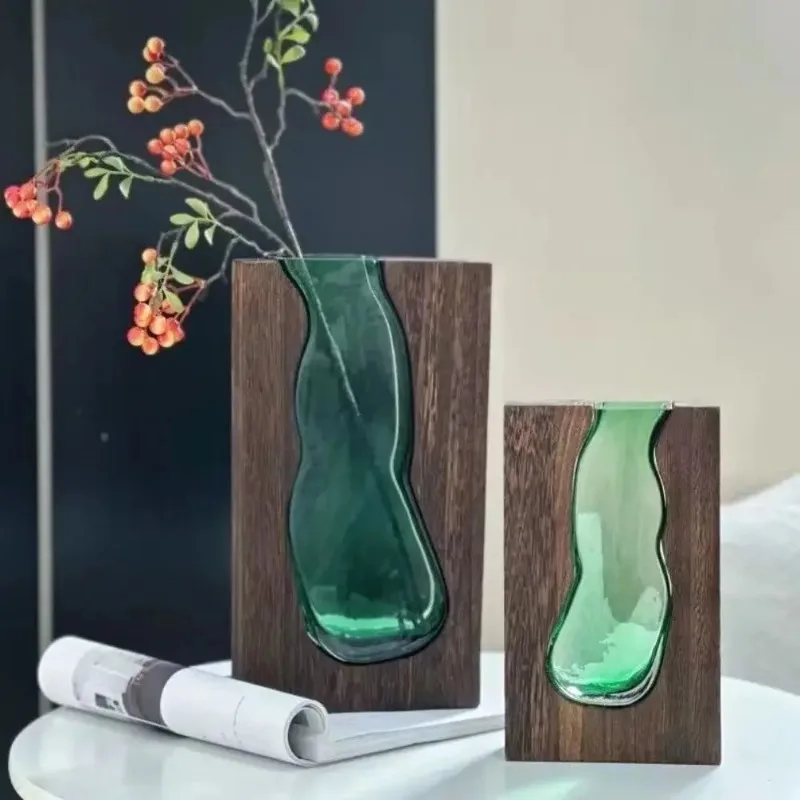 

Бутылка для цветочной композиции, деревянная стеклянная ваза, креативный современный гидропонный держатель для цветов, изысканный прозрачный цветочный горшок для проживания в семье