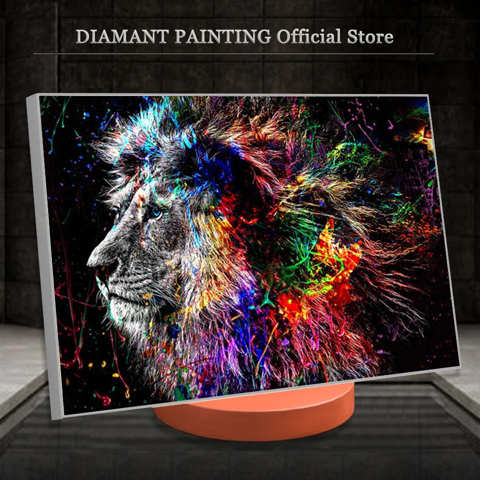 Full Square/Round Drill Diamond Painting Colors Lion 5D DIY Diamond Embroidery Animal Mosaic Picture Wall Art Decor Gift