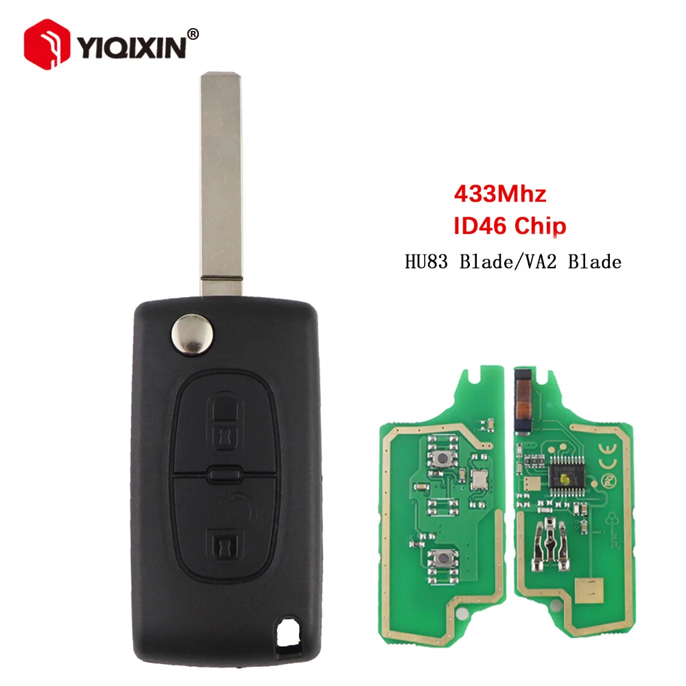 

FSK Remote Car Key For Peugeot 207 208 307 308 408 For Citroen C2 C3 C4 Berlingo Picasso VA2 HU83 Blade 433MHz ID46 Chip Folding