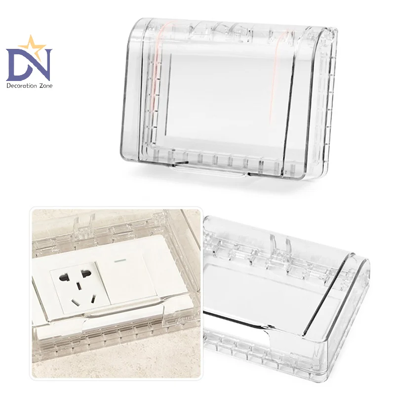 1PC Self Adhesive Waterproof Electric Plug Cover Splash Box Sockets Switch Protection Box Protector Bathroom Supplies