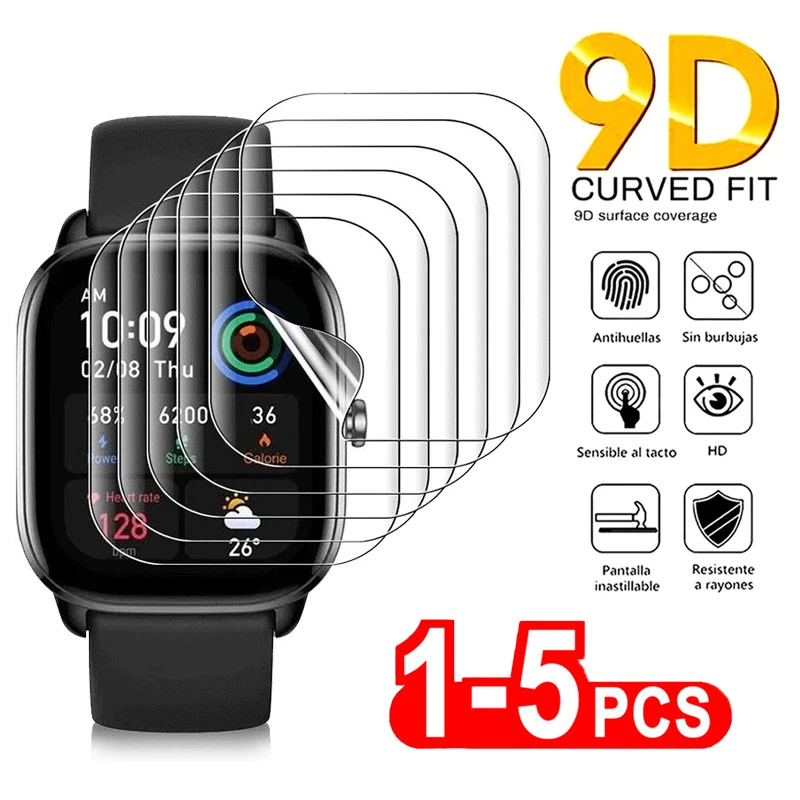 Hydrogel Film for Amazfit GTS 2 3 4 Mini GTR 2E 3 Pro Screen Protector for BiP S Lite Bip U Pro, Stratos 2 3, Pace, Verge, T-Rex