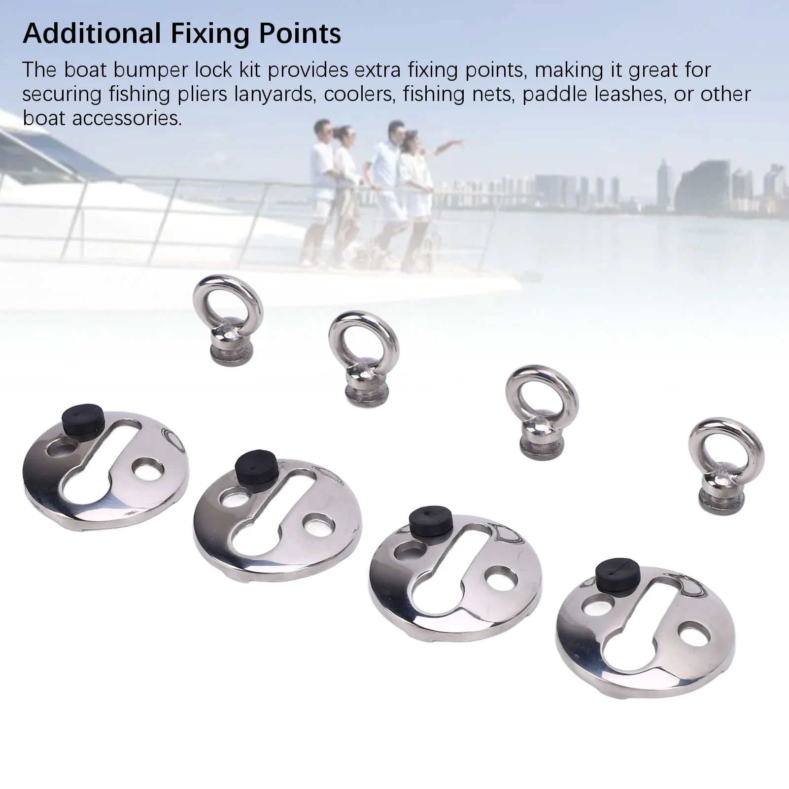 보트 범퍼 클립 4PCS 퀵 릴리스 보트 범퍼 잠금 장치 마모 방지 광택 스테인레스 스틸(직경 0.41인치 미만용) 밧줄