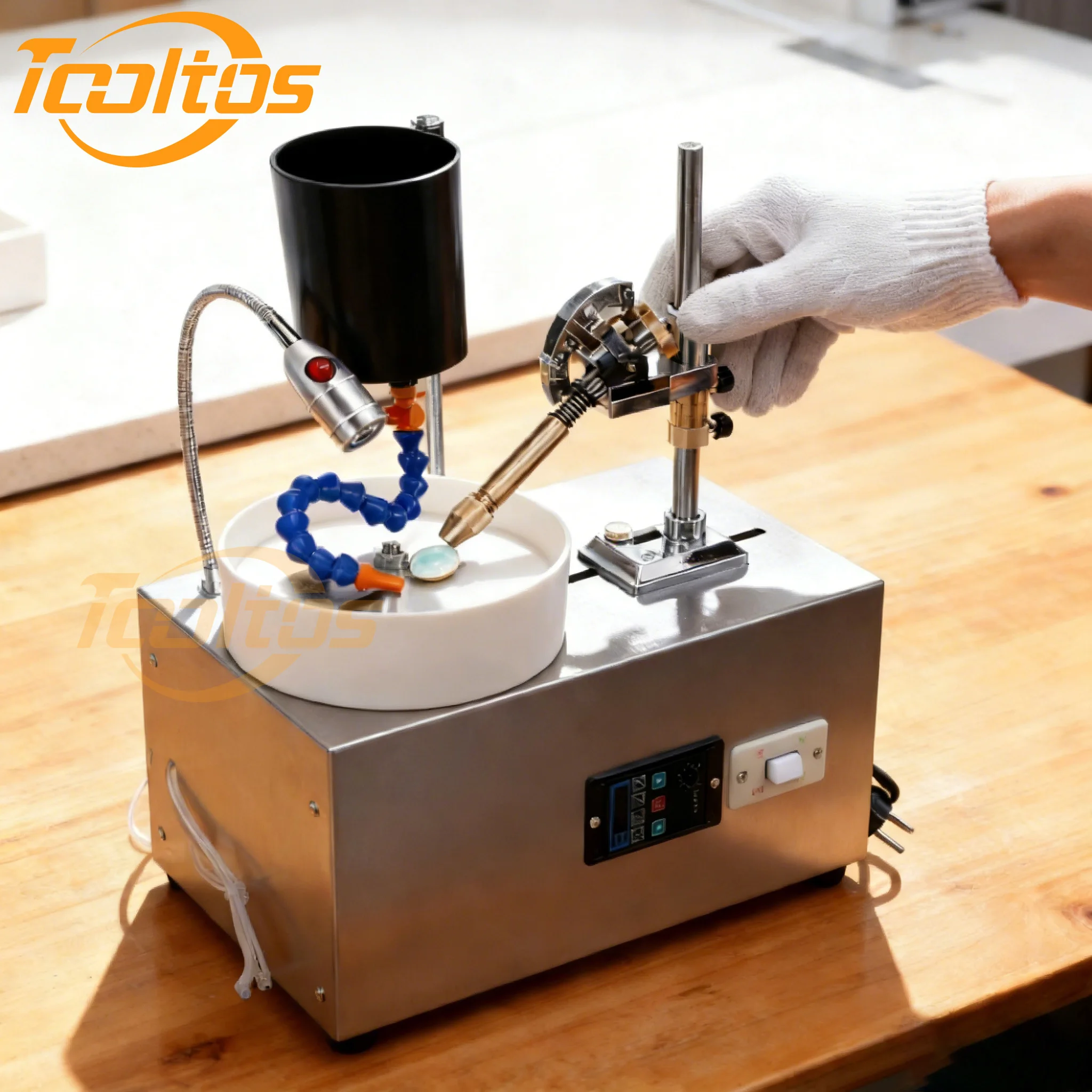 TOOLTOS Gem Faceting Machine 180W 2980RPM Jade Grinding Polishing Rock Polisher for Jewelry Making