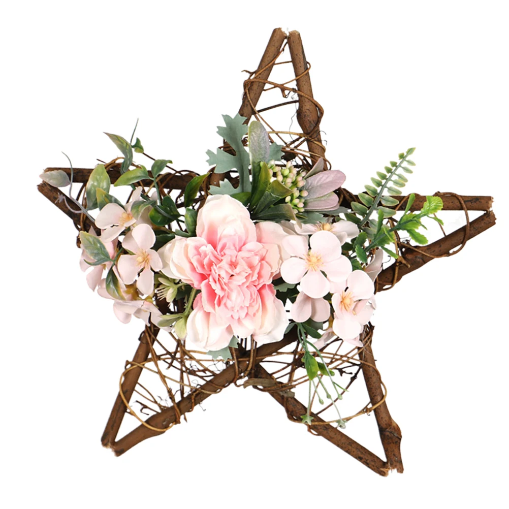 

Premium Rattan Camellia Garland Hanging Wreath For Wedding Home Decor Pink Color Outdoor Indoor Use Festival Party Decorative